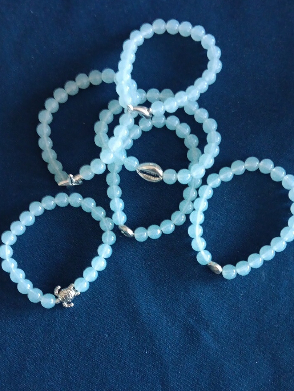 Light Blue Beaded Stretch Bracelet - Elegant Women's Jewelry